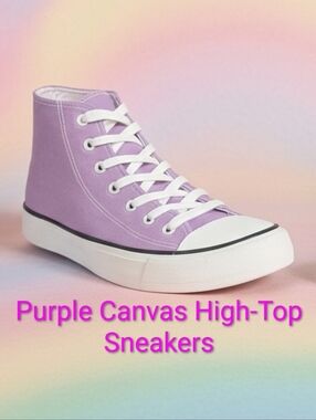 Purple Canvas High-Top Sneakers Womens 6 Boys 4.5 EUC